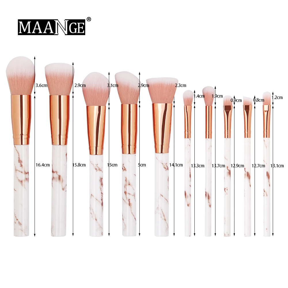 

10Pcs/Set Makeup Brushes Professional Marbling Handle Powder Foundation Eyeshadow Lip Make Up Brush Set Beauty Tools