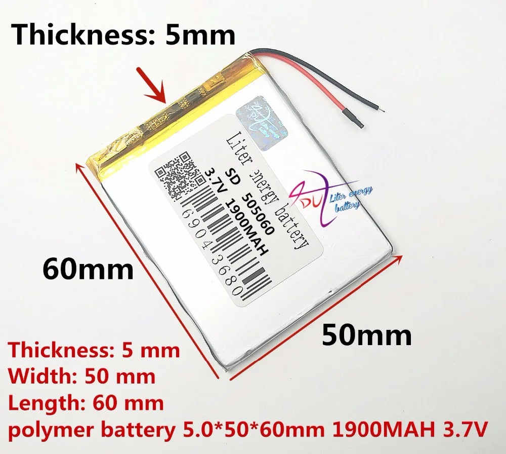 Аккумуляторная батарея SD505060 505060 3 7 В литий полимерная 1900 мАч|rechargeable battery|battery