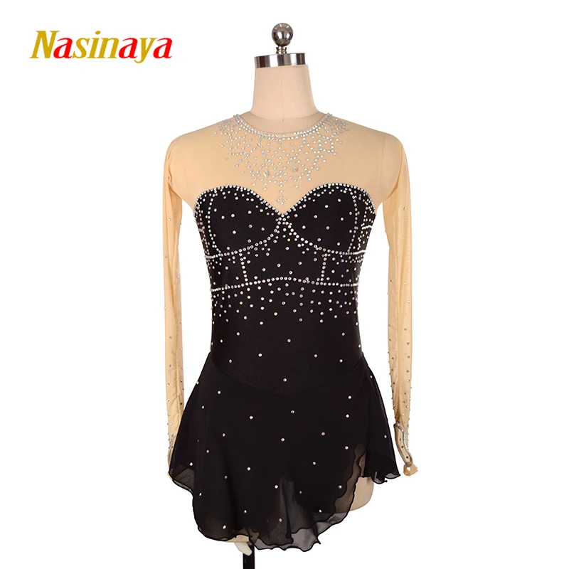 Figure Skating Dress Ice Skating Skirt for Girl Women Kids Customized Competition stagewear skating AB shiny rhinestone