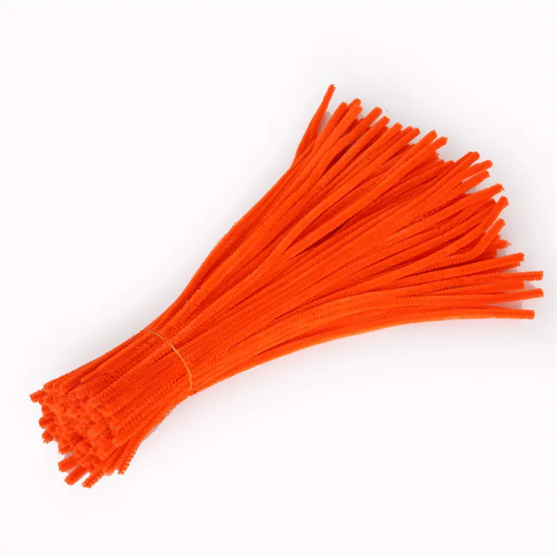 Orange Red 100 шт(толщина 5 мм х длина 30 см) Детская плюшевая обучающая игрушка ремесла красочные трубы очиститель игрушки ручная работа, сделай сам, ремесло - Цвет: Orange Red