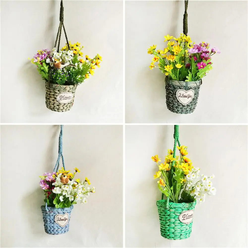 Handmade Straw Braided Hemp Rope Plant Hanging Basket European Flower Pot Succulent | Дом и сад