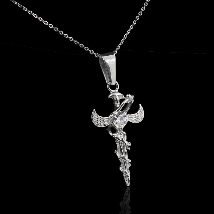 Роскошный мужской кулон в виде креста ожерелье кристалл циркон для женщин 316L