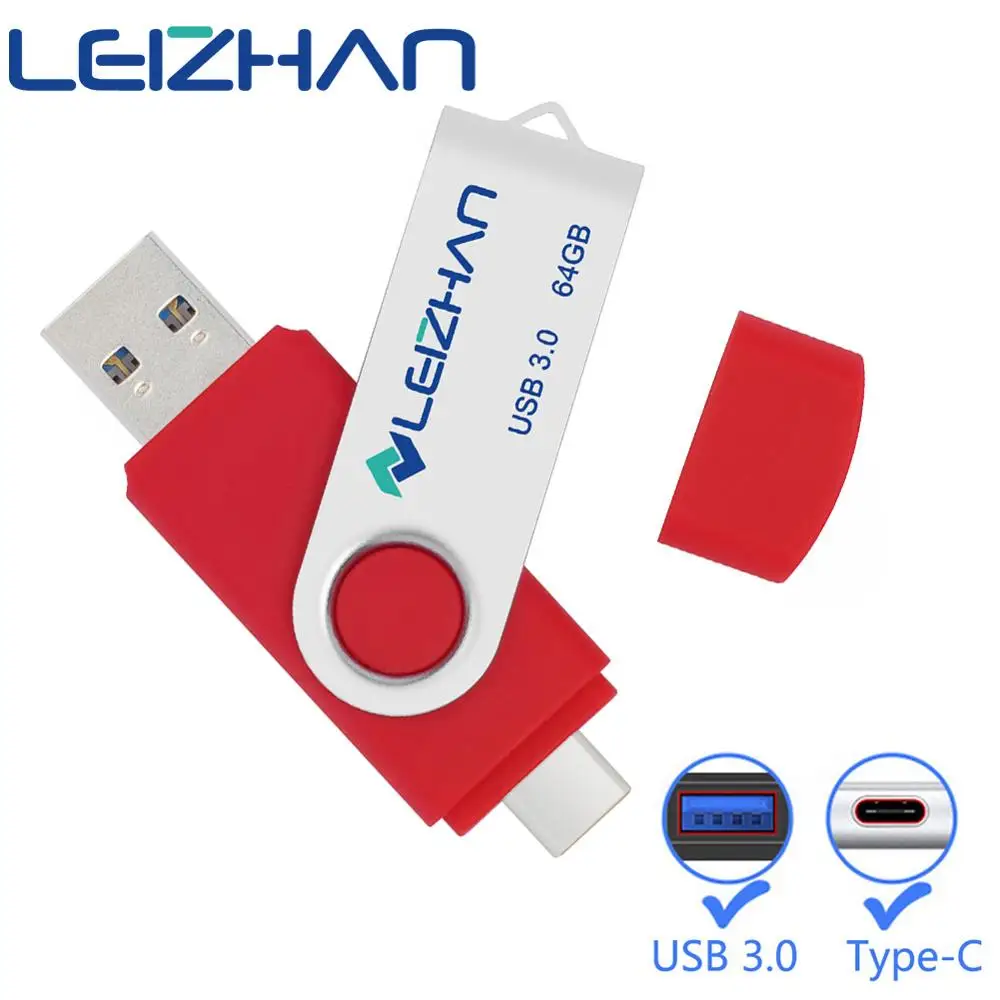LEIZHAN USBC фотовспышка Type C флеш накопитель OTG USB 256 ГБ 128 Гб 64 32 16 высокоскоростной usb 3
