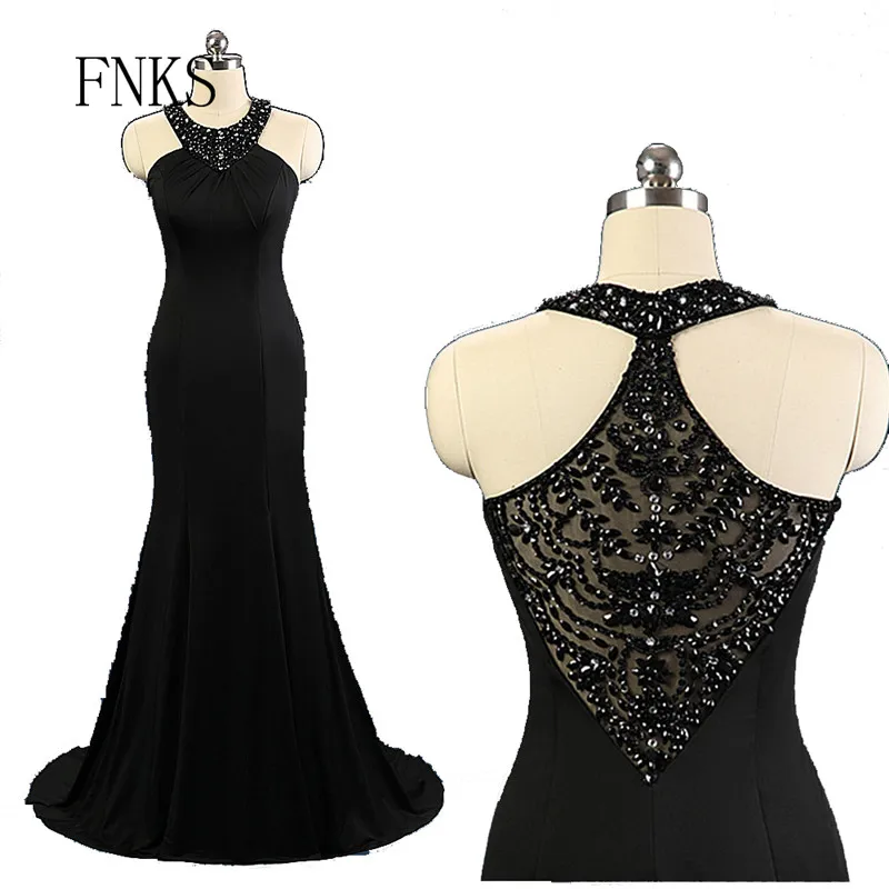 Черный Холтер с плеча для матери невесты платья Бисероплетение блестками платье