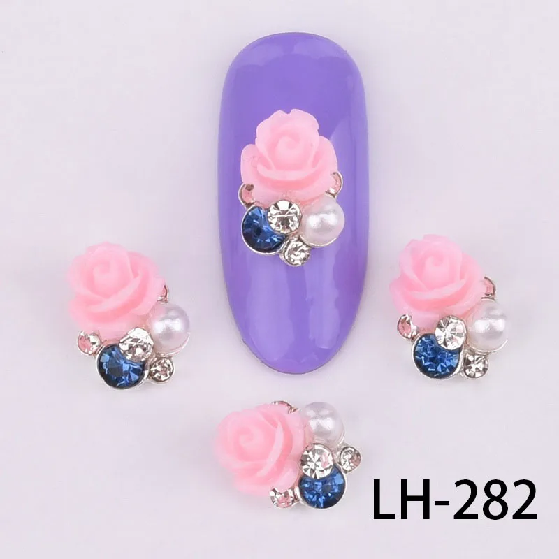 LH-282 10 шт. 3D Роза цветы водяной дрель жемчужный дизайн ногтей украшения гламурный сплав ногти "сделай сам" аксессуары LH274-285 - Цвет: LH-282