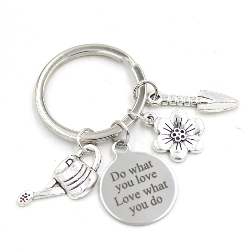 10PCS New Arrival Stainless Steel Key Ring flower watering pail hand shovel garden Chain gift for lover Jewelry | Украшения и
