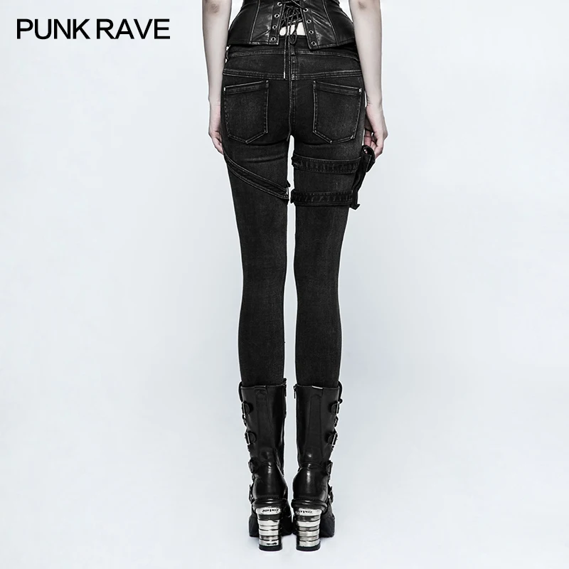 Женские узкие джинсовые брюки в стиле панк рейва|skinny pants|pants pantsblack skinny pants |