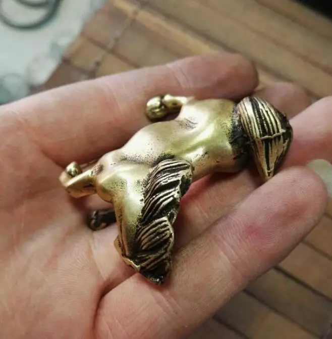 Медная Статуя китайская чистая Зодиак из латуни маленькая статуя лошадей | Дом и
