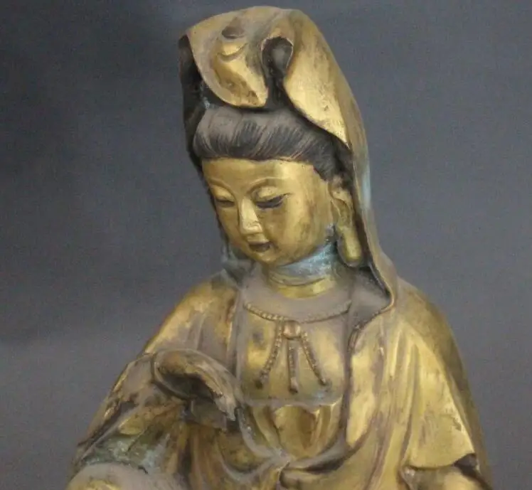 S2573 Tibet Purple Bronze Gold Bodhisattva Kwan-yin Goddess Buddha Statue | Дом и сад
