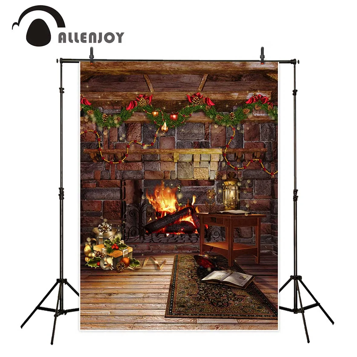 Allenjoy фон для фотосъемки Крытый красочный камин рождественские гирлянды подарки