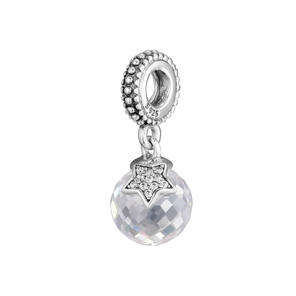 

CKK Beads Moon & Star Charms Clear CZ 925 Original Fit Bracelet Sterling Silver Charm Bead for Jewelry Making Bijoux Kralen