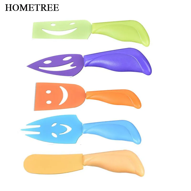 

HOMETREE 5Pcs/Set Stainless Steel Smile Cheese Knife Set Cheese Fork Butter Knife Cheese Cutter Kitchen Tool Cooking Gadget H480