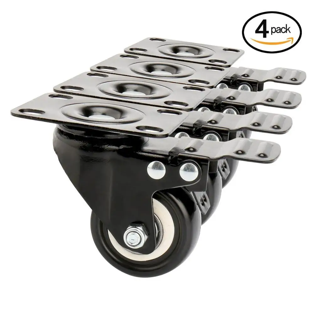 

4Pcs 2" Swivel Caster Wheels with Safety Dual Locking and Polyurethane Foam No Noise Wheels, Heavy Duty - 150 Lbs Per Caster
