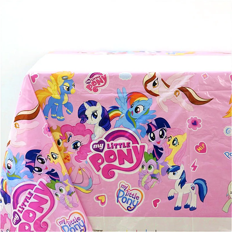 1 шт одноразовая пластиковая скатерть my little pony тематическая настольная скатерть для детей с днем рождения 180*108 см вечерние принадлежности