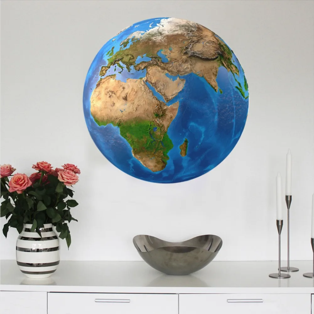 Новые светящиеся голубые земли мультфильм DIY 3d настенные наклейки для детских