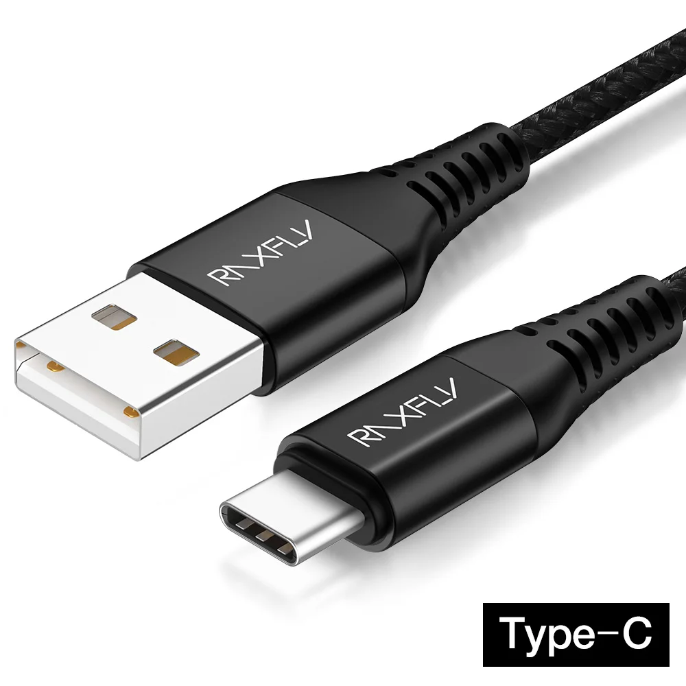 Black Кабель RAXFLY type USB C для samsung Galaxy S9 S8 Plus, кабель для синхронизации данных и зарядки, кабель USB C для huawei P20 P10 Pro type C - Цвет: Black