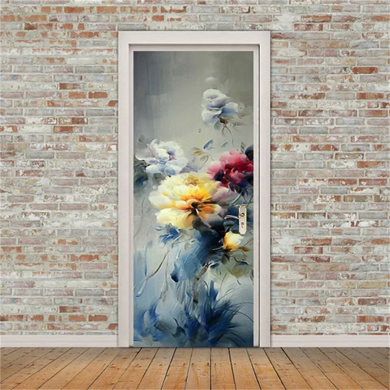 Door Stickers29 С изображением пейзажа с фонтаном креативная художественная дверь водостойкая 3D настенная палка Diy самоклеящаяся художественная домашняя Декорация-наклейка - Цвет: Door Stickers29