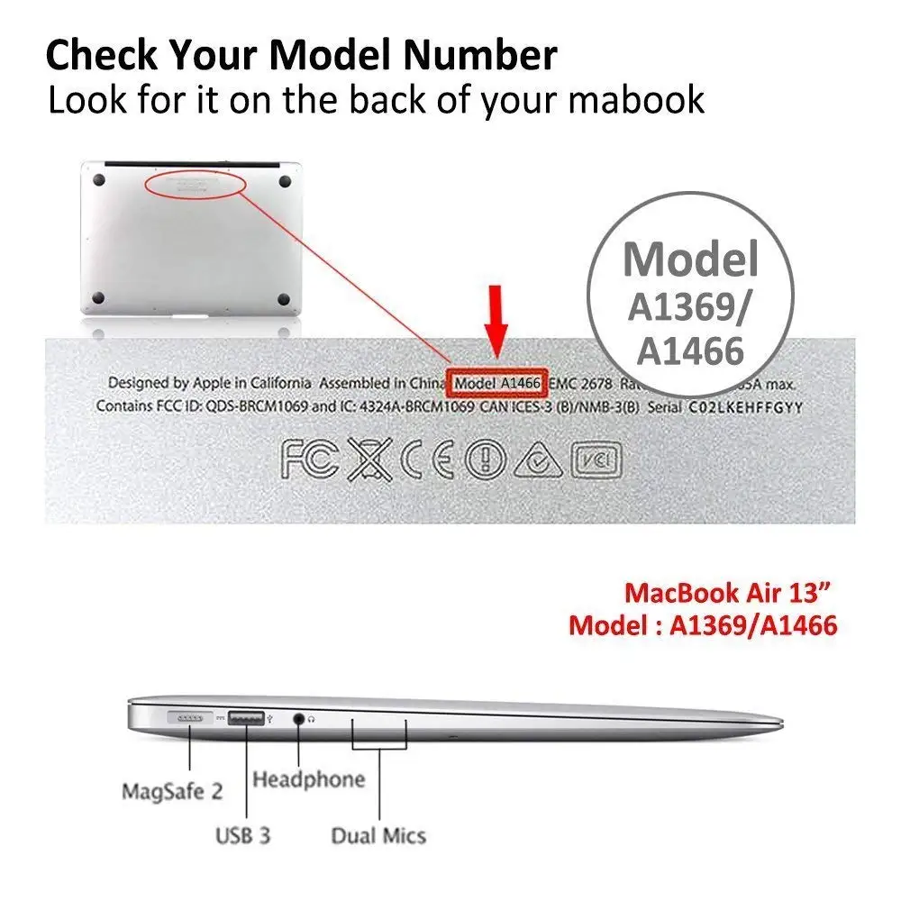 Кристально прозрачный жесткий чехол для MacBook Air 13 дюймов Чехол A1466 A1369