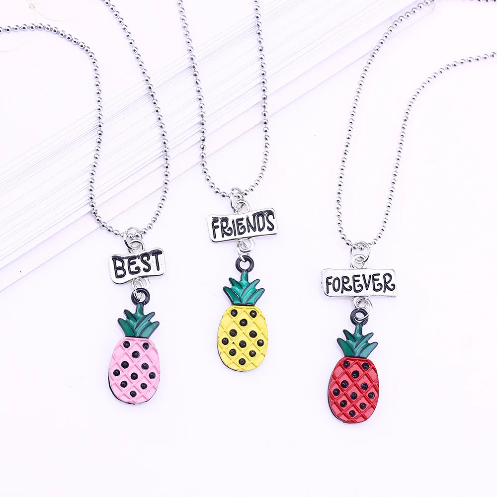 3 шт./компл. ананас best друзья очарование Цепочки и ожерелья брелок BFF Дружба