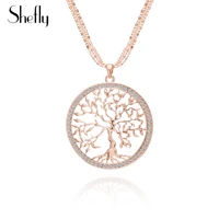 tree of life pendant necklace big round gold charm multilayer long chains necklace for women sweater fashion jewelry party gifts