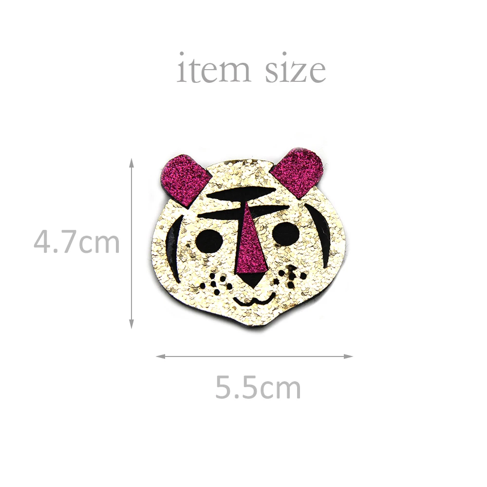 

david angie 55x47mm Cat Tiger Panda Glitter Non-woven Patch DIY Applique Clothing Materials Bag Shoes Decoration,5Yc6352