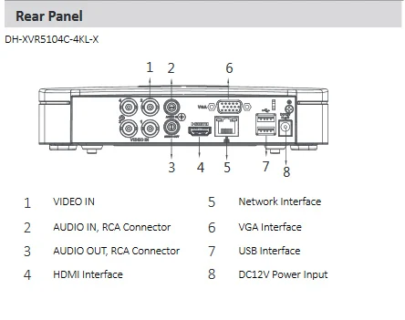 Dahua 4K 4-канальный XVR5104C-4KL-X Смарт 1U цифровой видеорегистратор H.265+/H.265 HDMI p2p Dahua XVR для системы видеонаблюдения ip