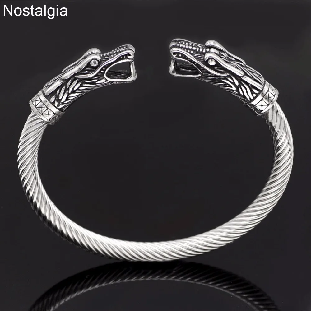 

Nostalgia Viking Dragon Bangle Stainless Steel Bracelet Cuff Wristband Vikingos Accessories Joyas De Acero Inoxidable Para Mujer