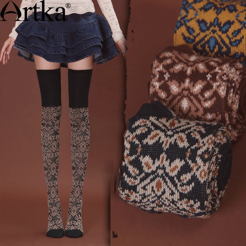 ARTKA женские осенние винтажные однотонные модные жаккардовые универсальные