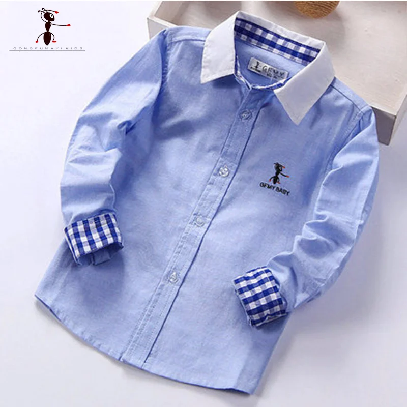 Повседневные рубашки для мальчиков от известного бренда GFMY Детские с отложным