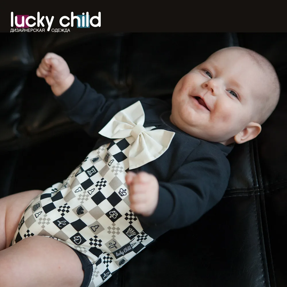 Боди Lucky Child без начёса для девочек арт. 29-191D (Шахматы) [сделано в России доставка от