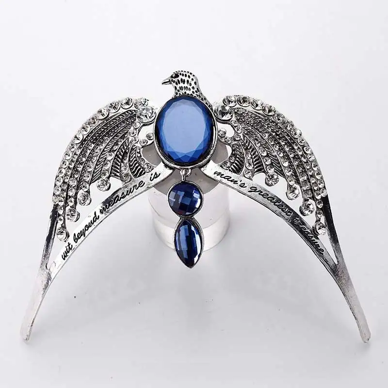 Свадебные ободки для волос Ravenclaw Lose Crown Horcrux антикварный серебряный Орел Синий Кристалл ободки свадебные аксессуары для волос