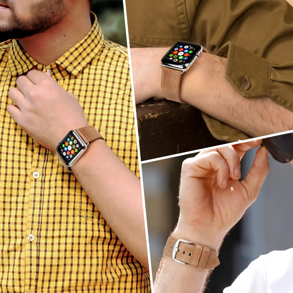 MAIKES аксессуары для часов Apple Watch Band 44 мм 40 из натуральной кожи iWatch ремешок 42 38