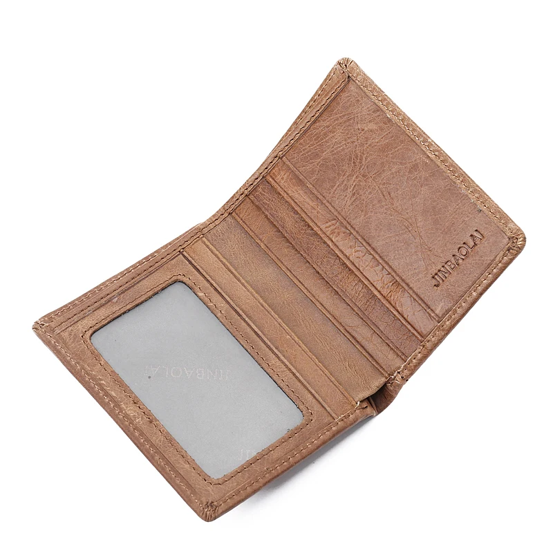 100% Real Leather Mini Wallets Brown Cow Thin Wallet Card Holder Short Design Fashion Handmade Small purse walet|designer pursefashion |