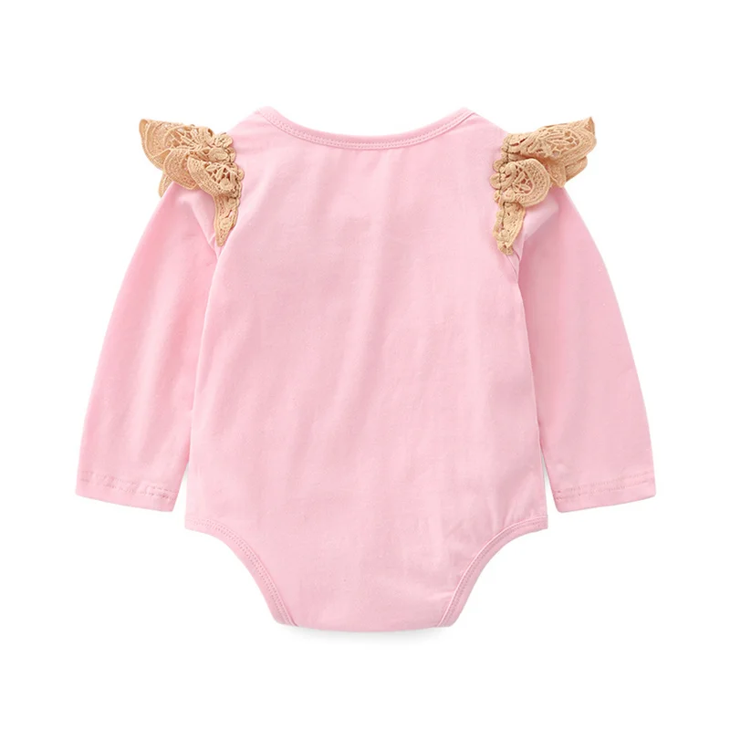 Tem Doger Spring Baby Fashion Girls Clothing Sets Shoulder Lace Patchwork Triangle Romper+Pants 2pcs Newborn Lovely |