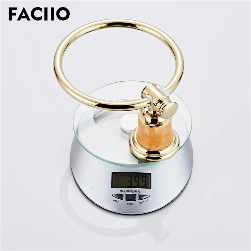 

FACIIO Luxury Europe Bathroom Towel Rings Wall Mounted Gold Round Clothes Hanger Bathroom Towel Ring Rack Hardware 5760