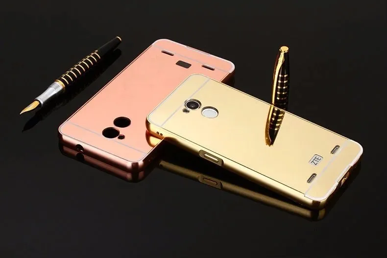 Зеркальный автомобильный чехол для zte V7 LITE чехол Роскошный Алюминиевый металлический бампер рамка задняя крышка для zte Blade V7 Lite корпус Coque