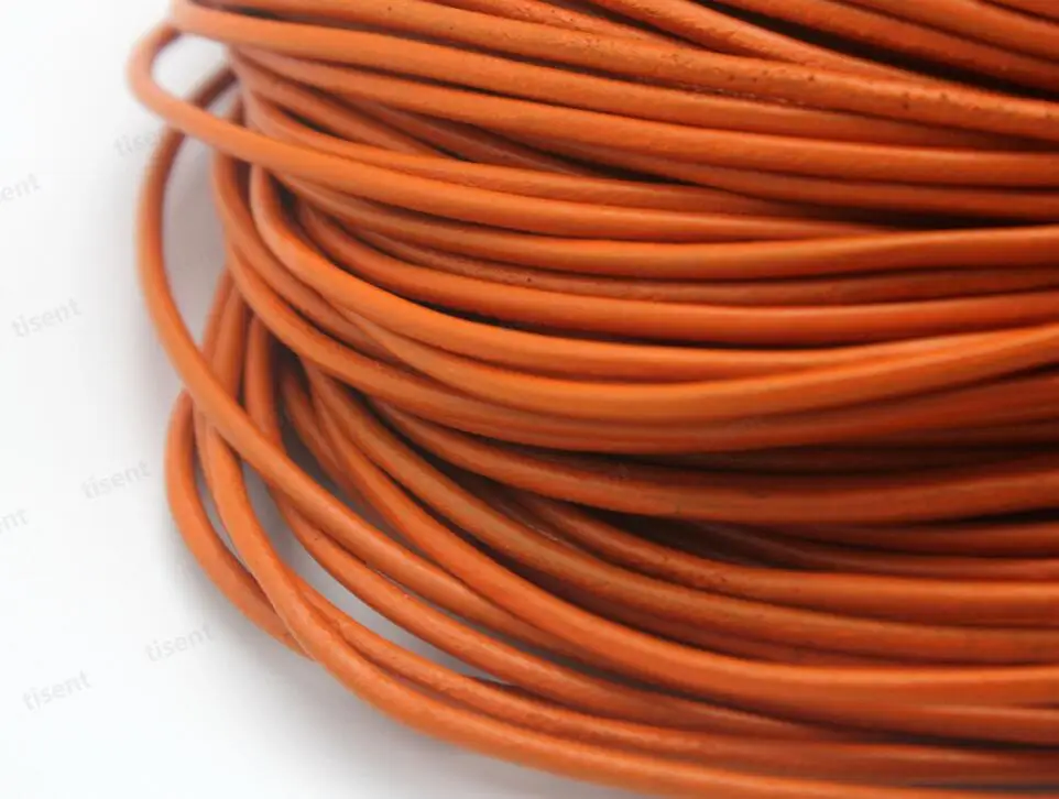 Orange AaaZee 3 ярдов 3 мм круглый шнур из натуральной воловьей кожи для изготовления ювелирных изделий своими руками кожаный ремешок для рукоделия - Цвет: Orange