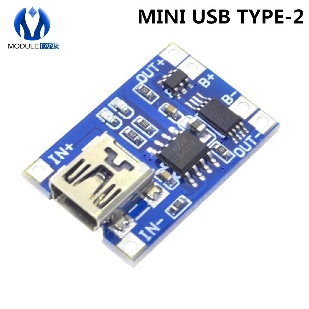 MINI USB 2 5 шт./компл. type-c/Micro/Mini USB 5V 1A 18650 TP4056 модуль зарядного устройства литиевой батареи зарядная плата двойной функции 1A li-ion - Цвет: MINI USB 2
