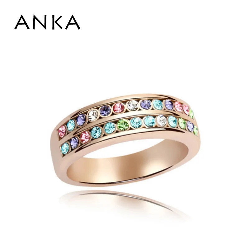Простое кольцо из розового золота Цвет реальные с чешского хрусталя женский
