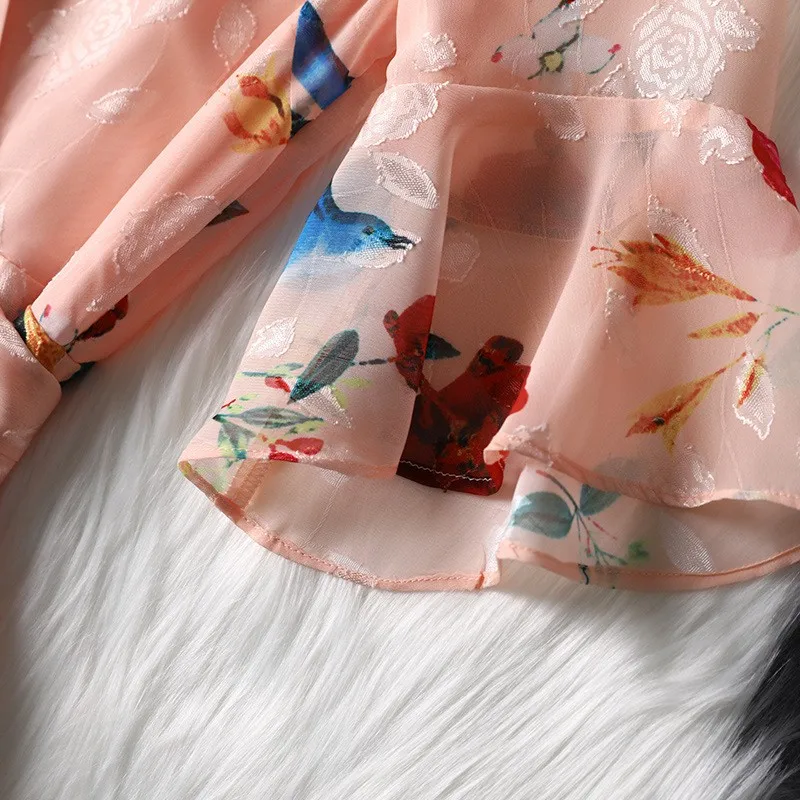 Женское длинное платье с цветочным принтом Boho плиссированное до середины икры