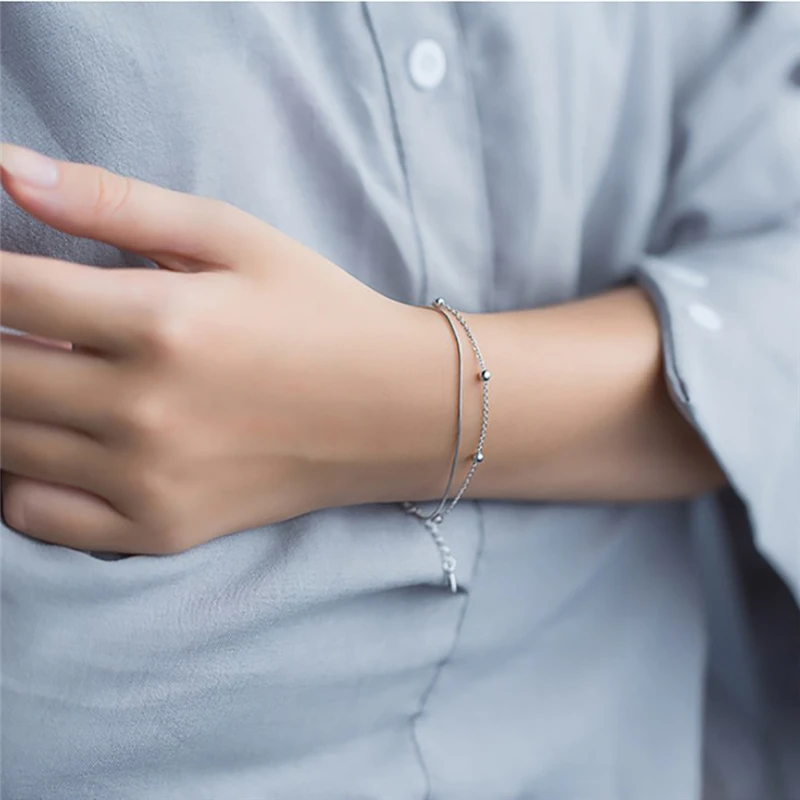 Женский двухслойный браслет ROMAD из стерлингового серебра 925 пробы с бусинами