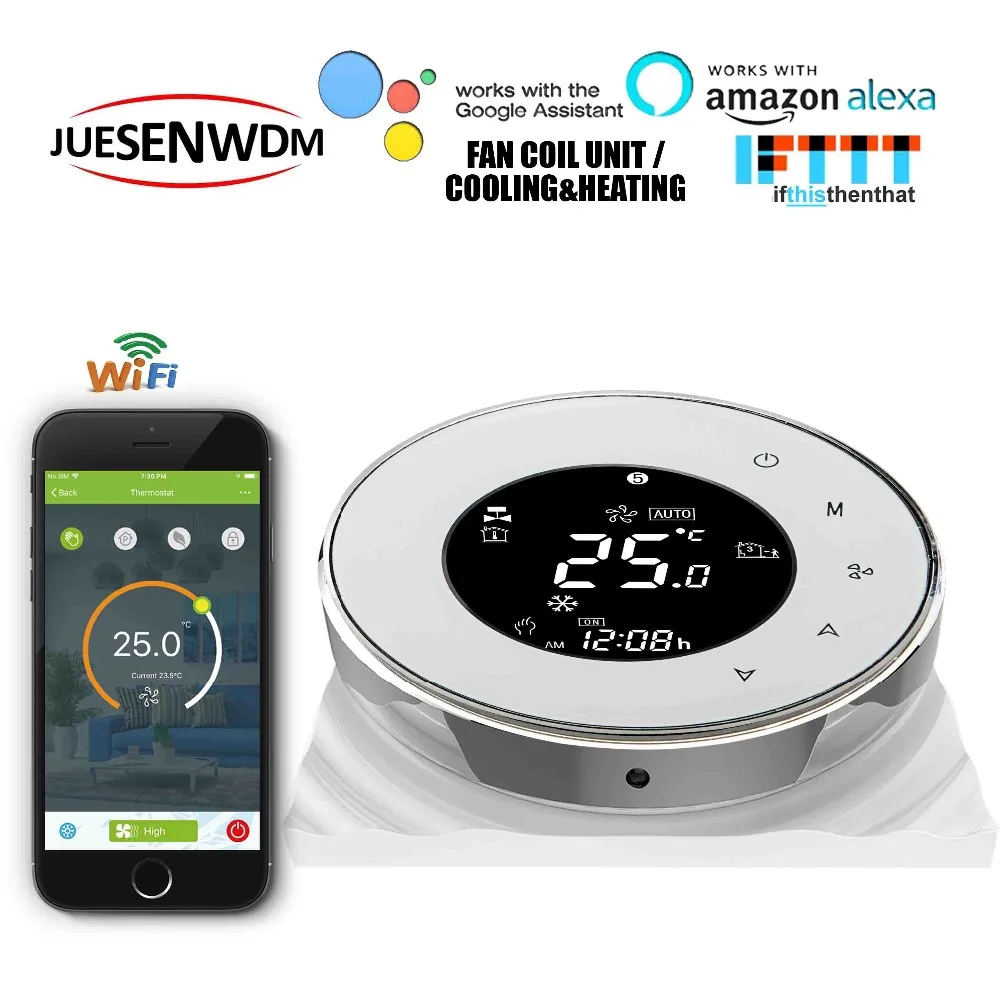 

3A центральной Кондиционер фанкойл Wi-Fi беспроводной комнатный термостат для извлечения 3 скорости без клапана NC