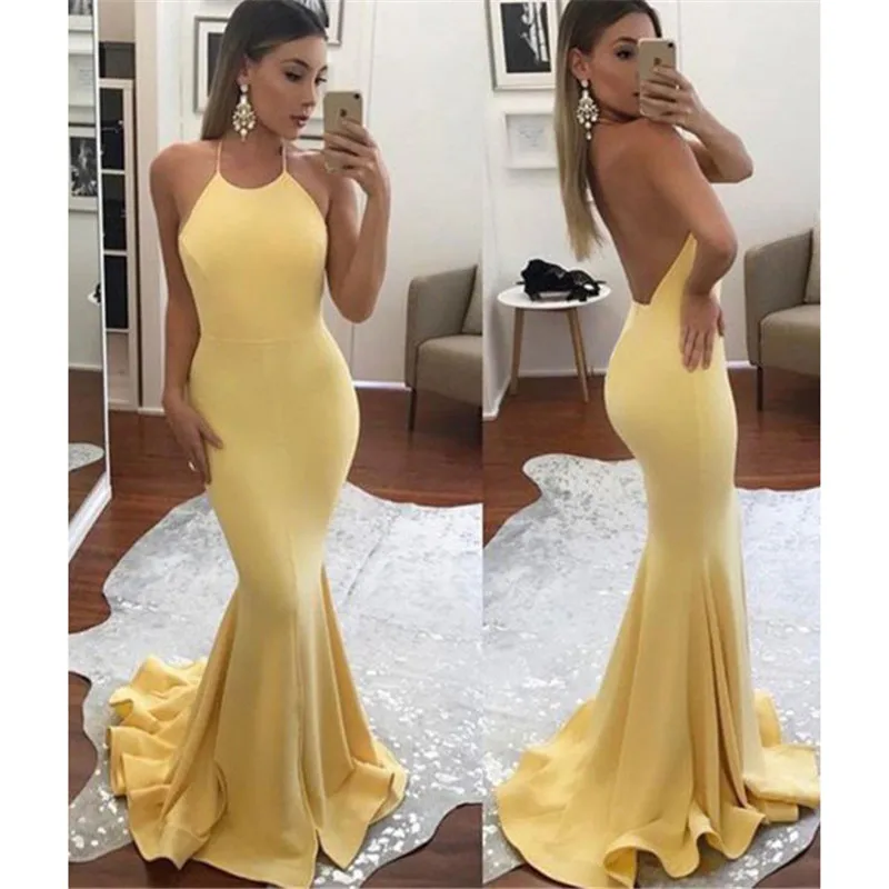 Vestido de festa формальное платье бодикон Часовня Поезд Холтер без рукавов Русалка с