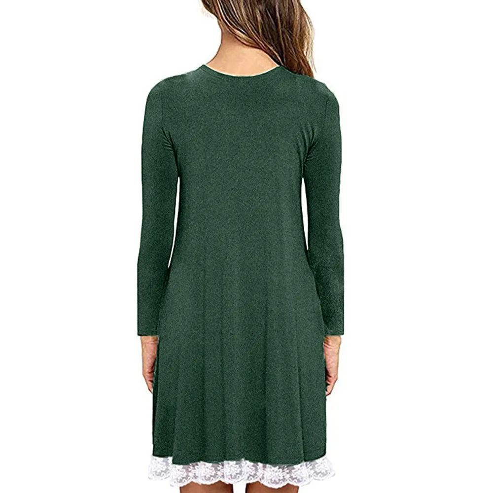 Женские платья осеннее платье женские повседневные хлопковые кружевные мини с
