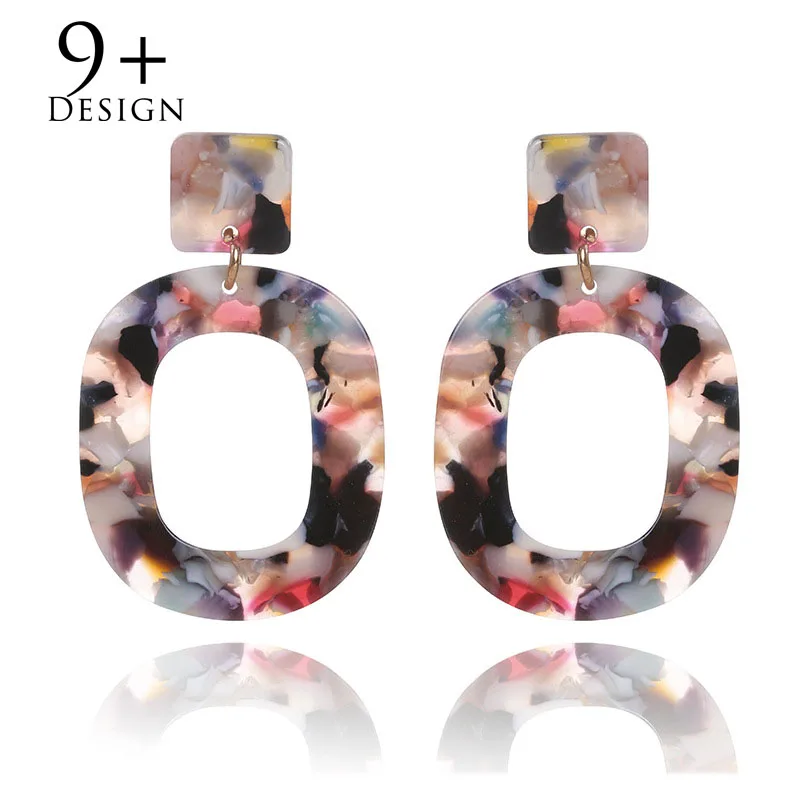 Женские серьги подвески винтажные геометрические с мраморным