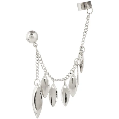 Silver E0067G Богемные цветные Серьги-клипсы с перьями, Женские аксессуары, милые золотые длинные серьги-манжеты с кисточками, модные ювелирные изделия, подарки - Окраска металла: Silver E0067G