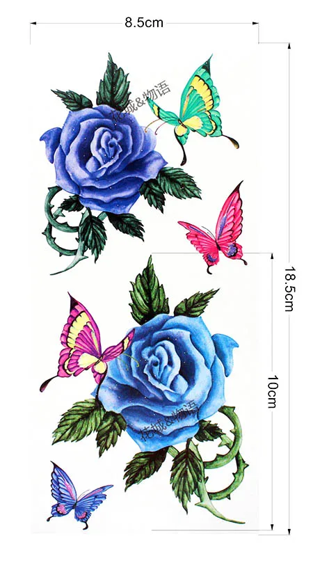 Большой цветок китайский боди-арт водонепроницаемая Временная Акварельная