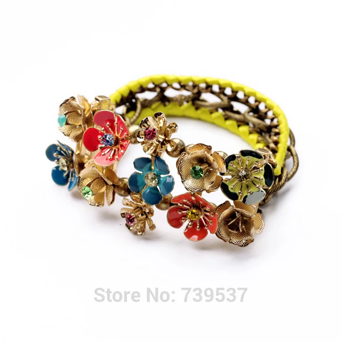 2017 романтический стиль эмаль красивые цветы установка эластичный браслет для