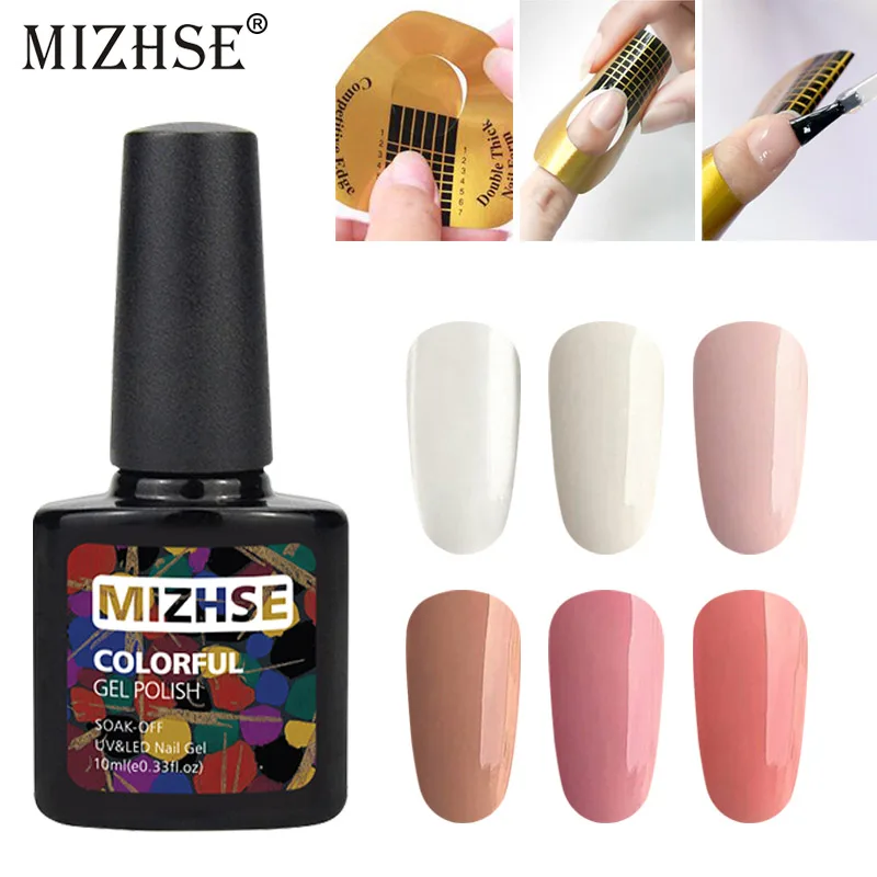 MIZHSE 10 мл гель лак для наращивания прозрачный розовый телесный ногтей уф