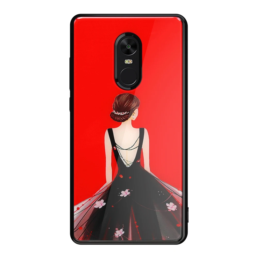 Искусственные стеклянные чехлы для Xiaomi Redmi Note 4 Hybrid Hard cartoon Окрашенные Акриловые